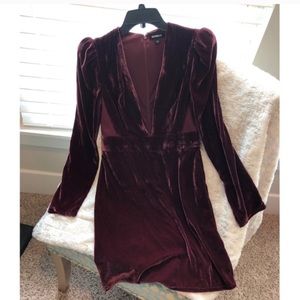 Express velvet long-sleeve dress